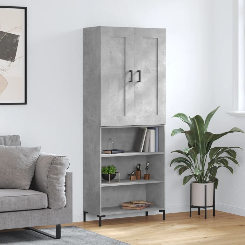 Visoka komoda siva betona 69,5x34x180 cm od konstruiranog drva