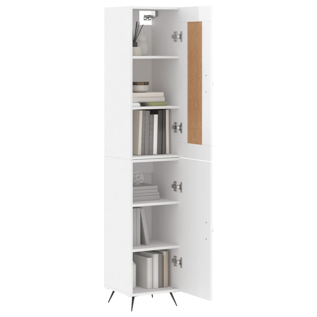 Visoka komoda sjajna bijela 34,5x34x180 cm konstruirano drvo