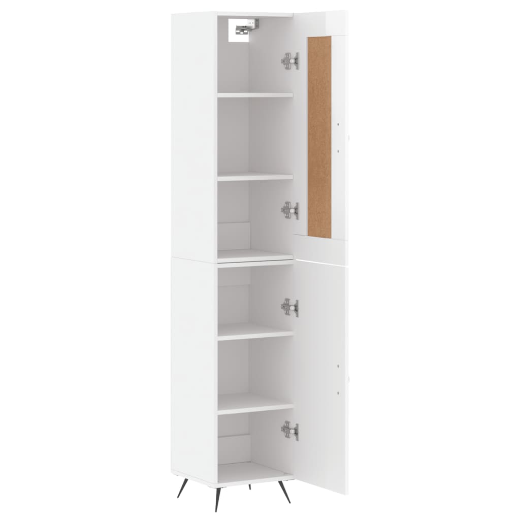 Visoka komoda sjajna bijela 34,5x34x180 cm konstruirano drvo