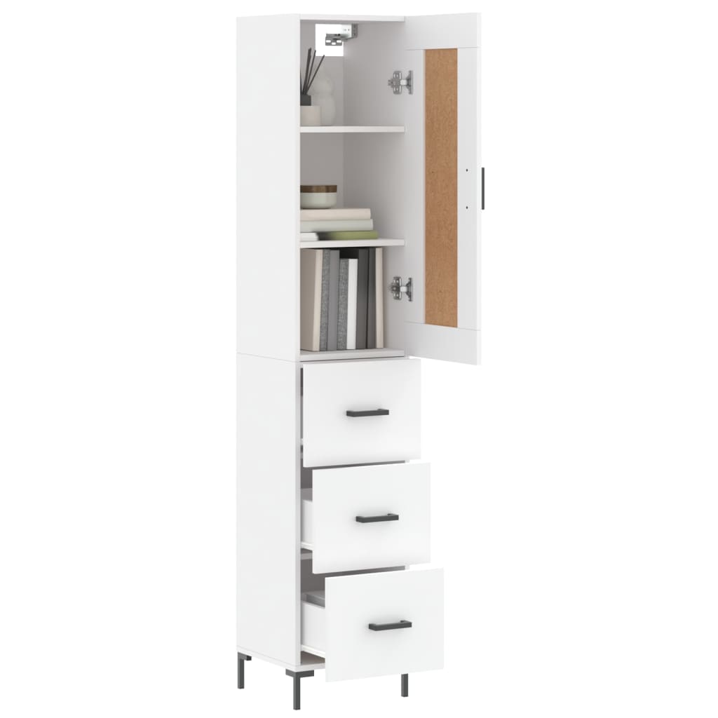 Visoka komoda bijeli 34,5x34x180 cm od konstruiranog drva