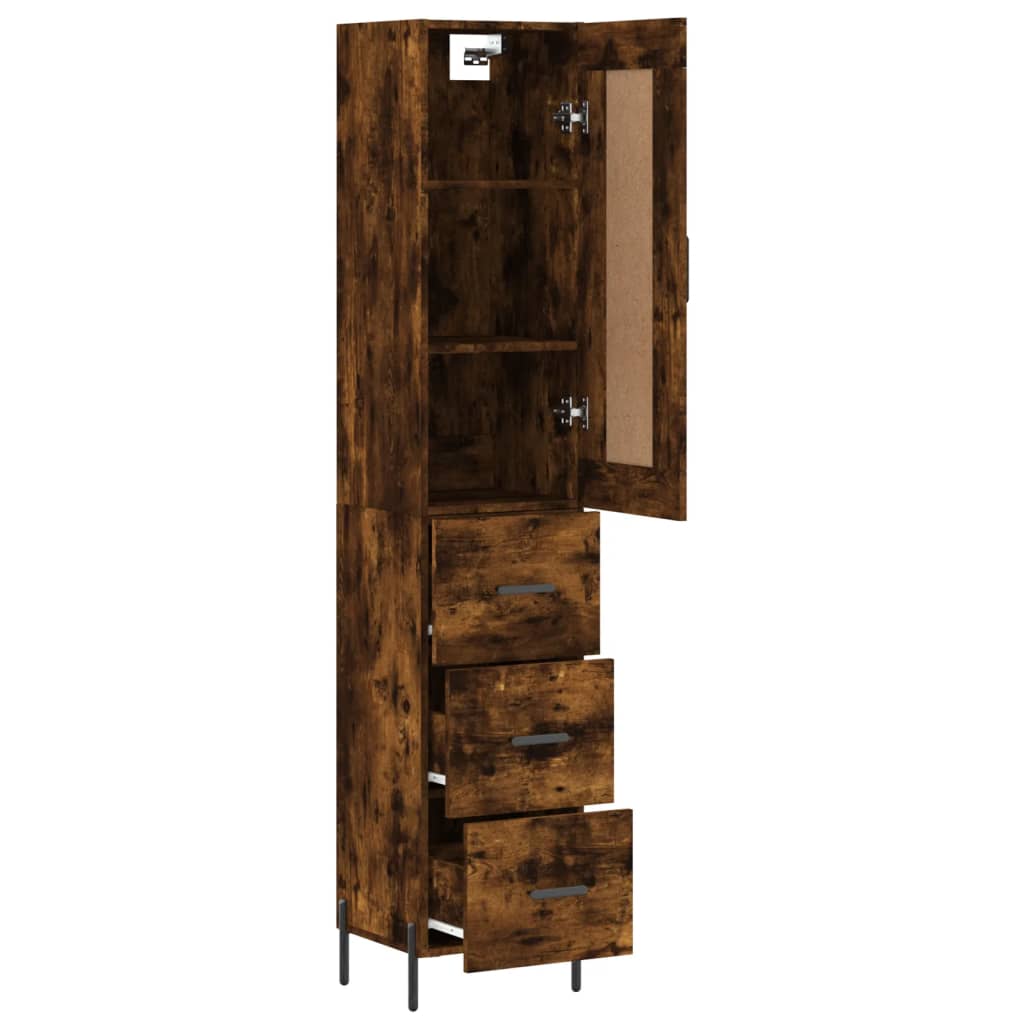 Visoka komoda dimljeni hrast 34,5x34x180cm konstruiranog drva