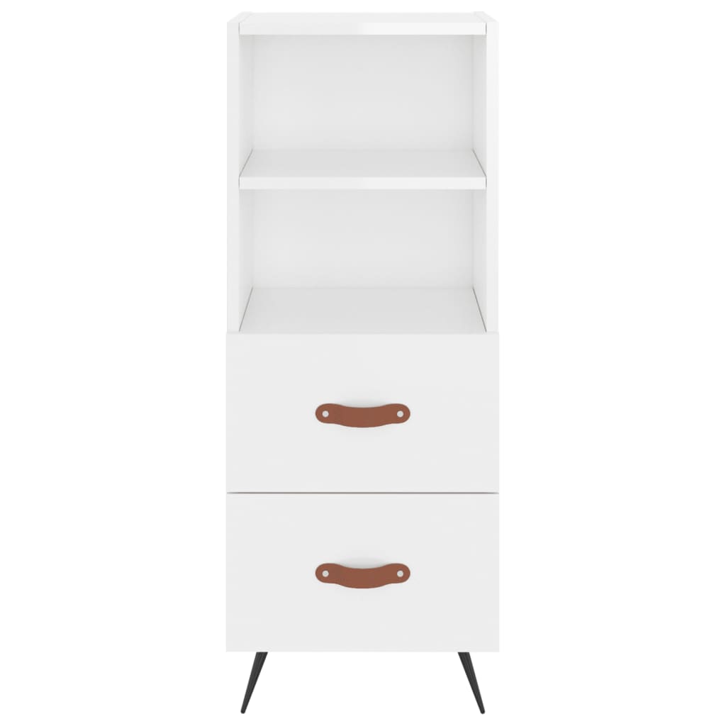Visoka komoda sjajna bijela 34,5x34x180 cm konstruirano drvo