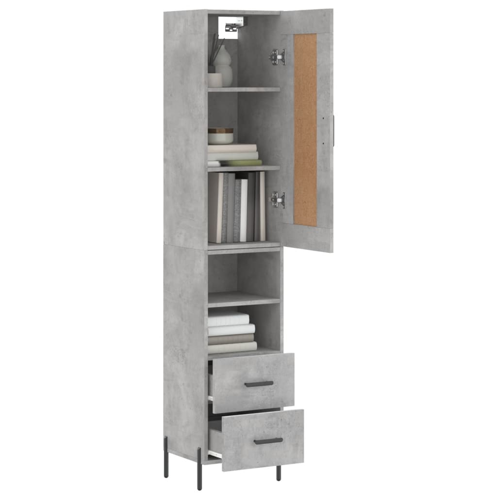 Visoka komoda siva betona 34,5x34x180 cm od konstruiranog drva