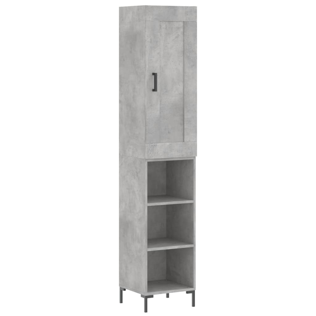 Visoka komoda siva betona 34,5x34x180 cm od konstruiranog drva