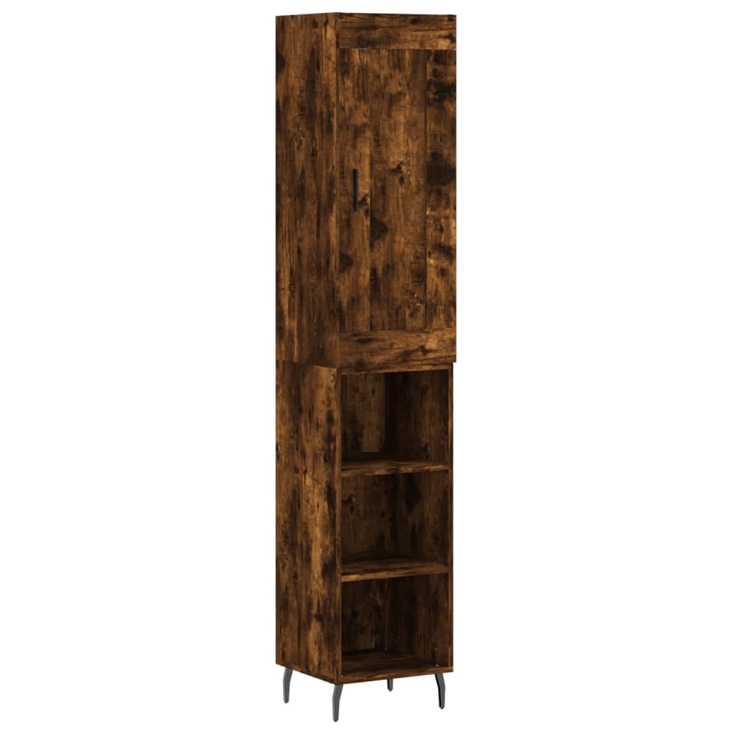 Visoka komoda dimljeni hrast 34,5x34x180cm konstruiranog drva