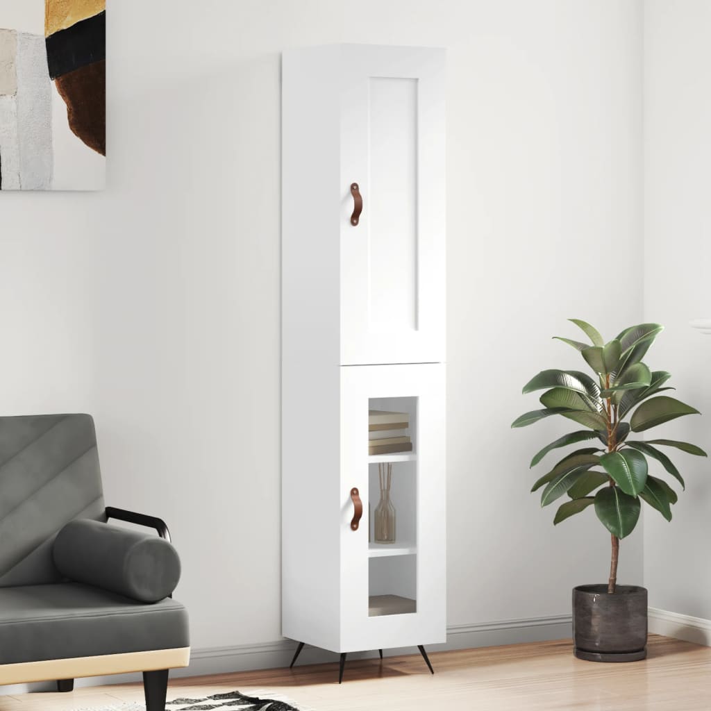 Visoka komoda bijeli 34,5x34x180 cm od konstruiranog drva