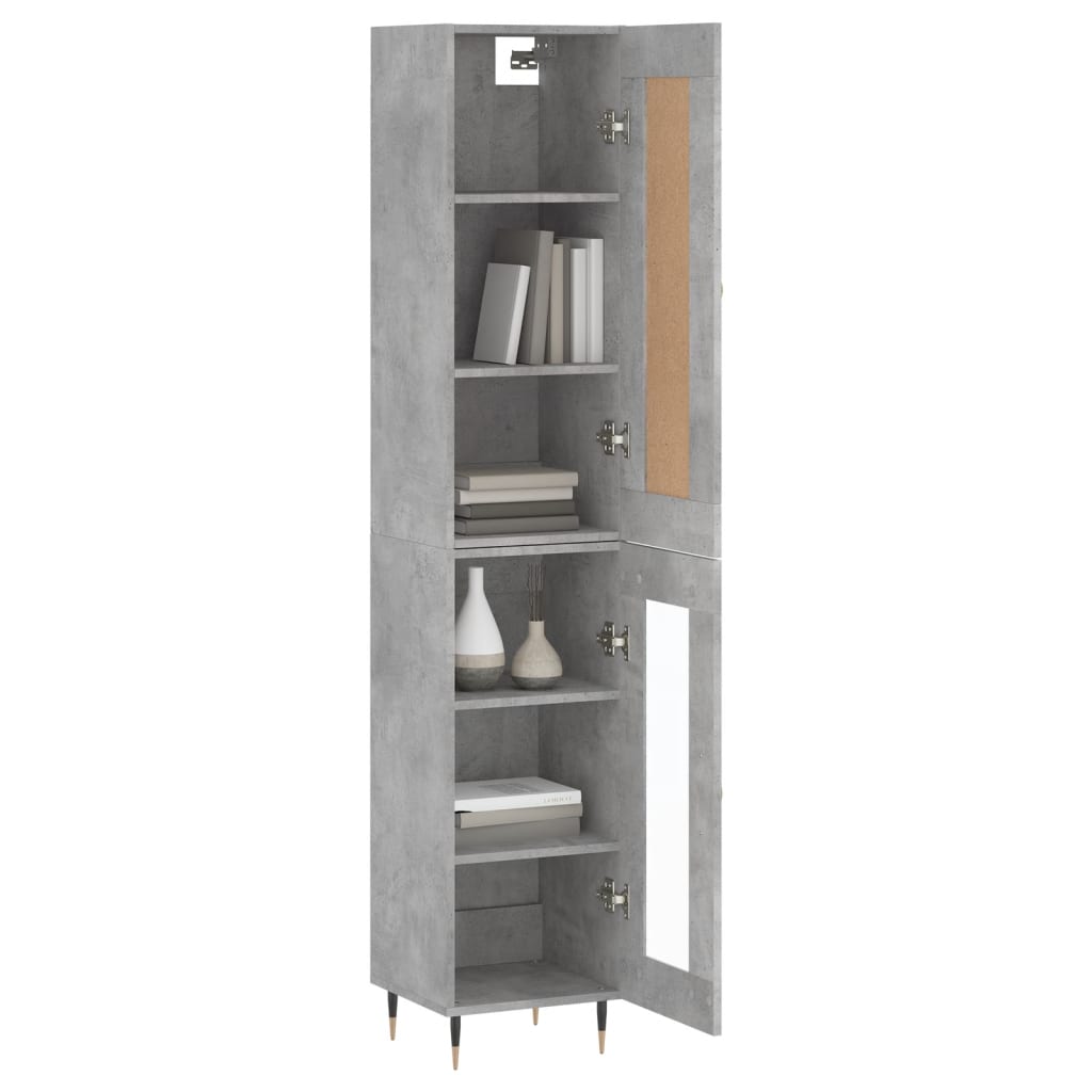 Visoka komoda siva betona 34,5x34x180 cm od konstruiranog drva