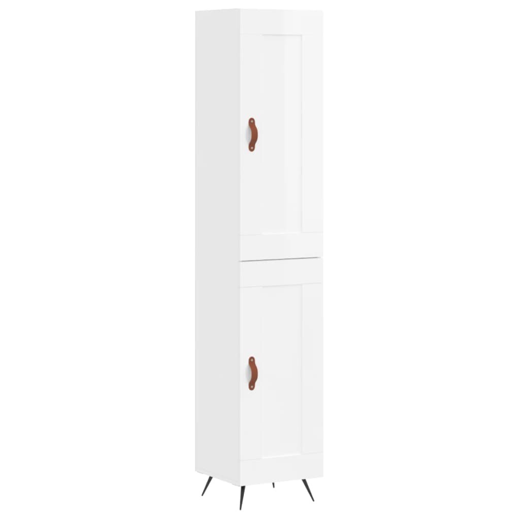 Visoka komoda sjajna bijela 34,5x34x180 cm konstruirano drvo