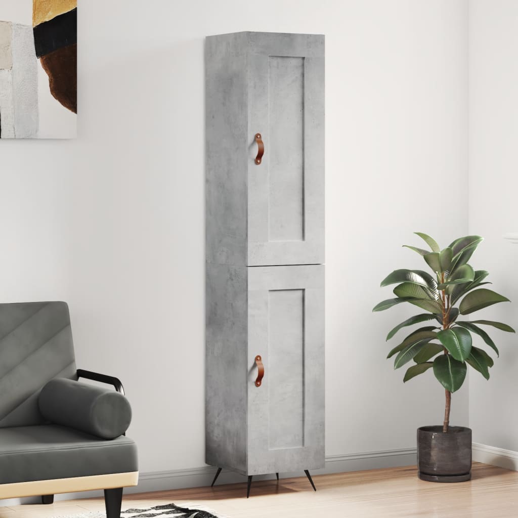 Visoka komoda siva betona 34,5x34x180 cm od konstruiranog drva