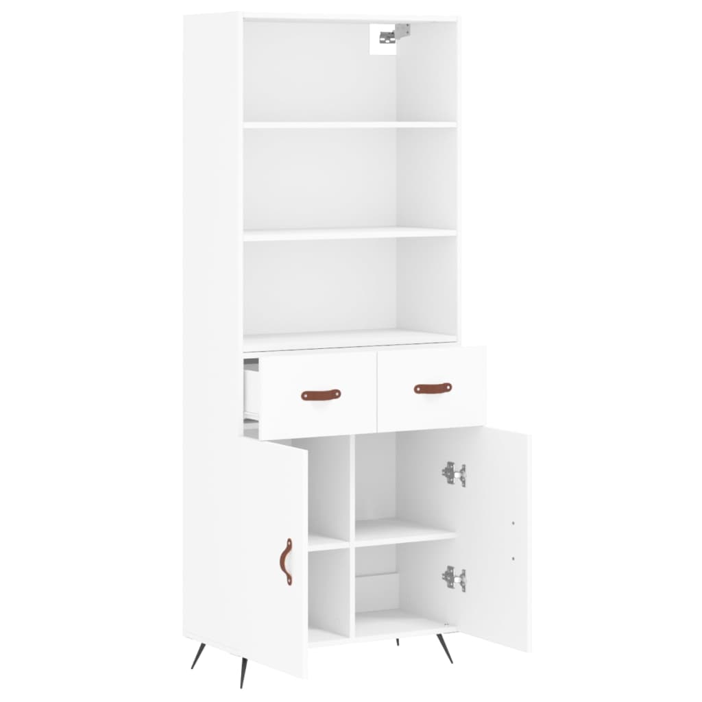 Visoka komoda bijela 69,5x34x180 cm konstruirano drvo