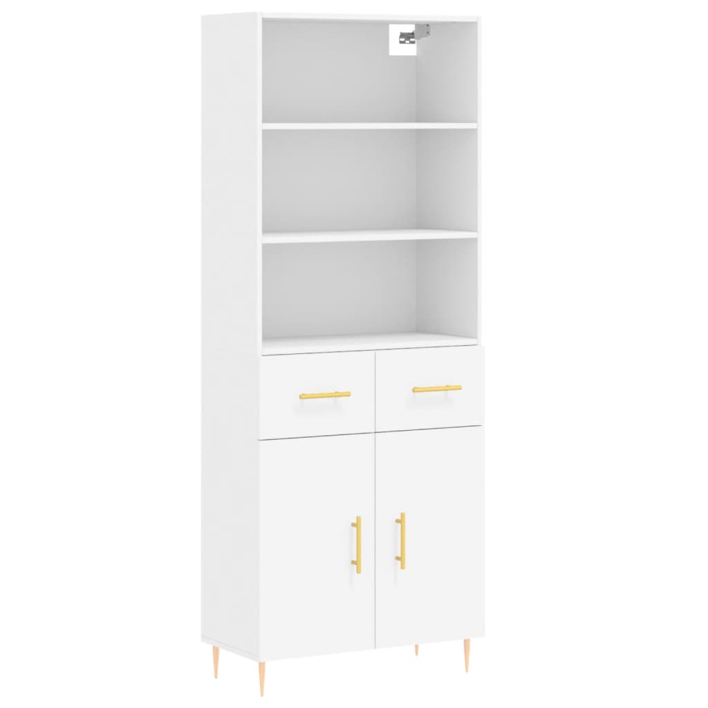 Visoka komoda bijela 69,5x34x180 cm konstruirano drvo
