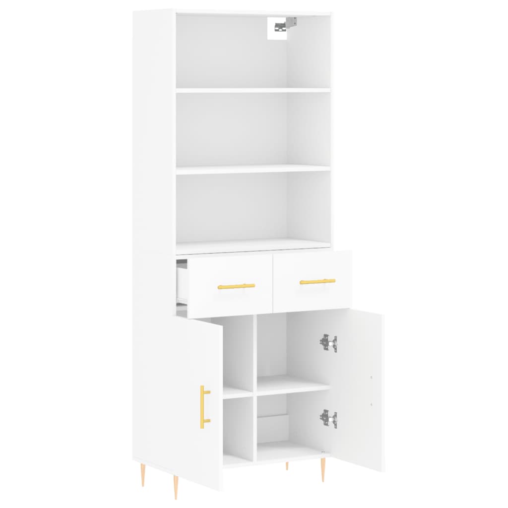 Visoka komoda bijela 69,5x34x180 cm konstruirano drvo