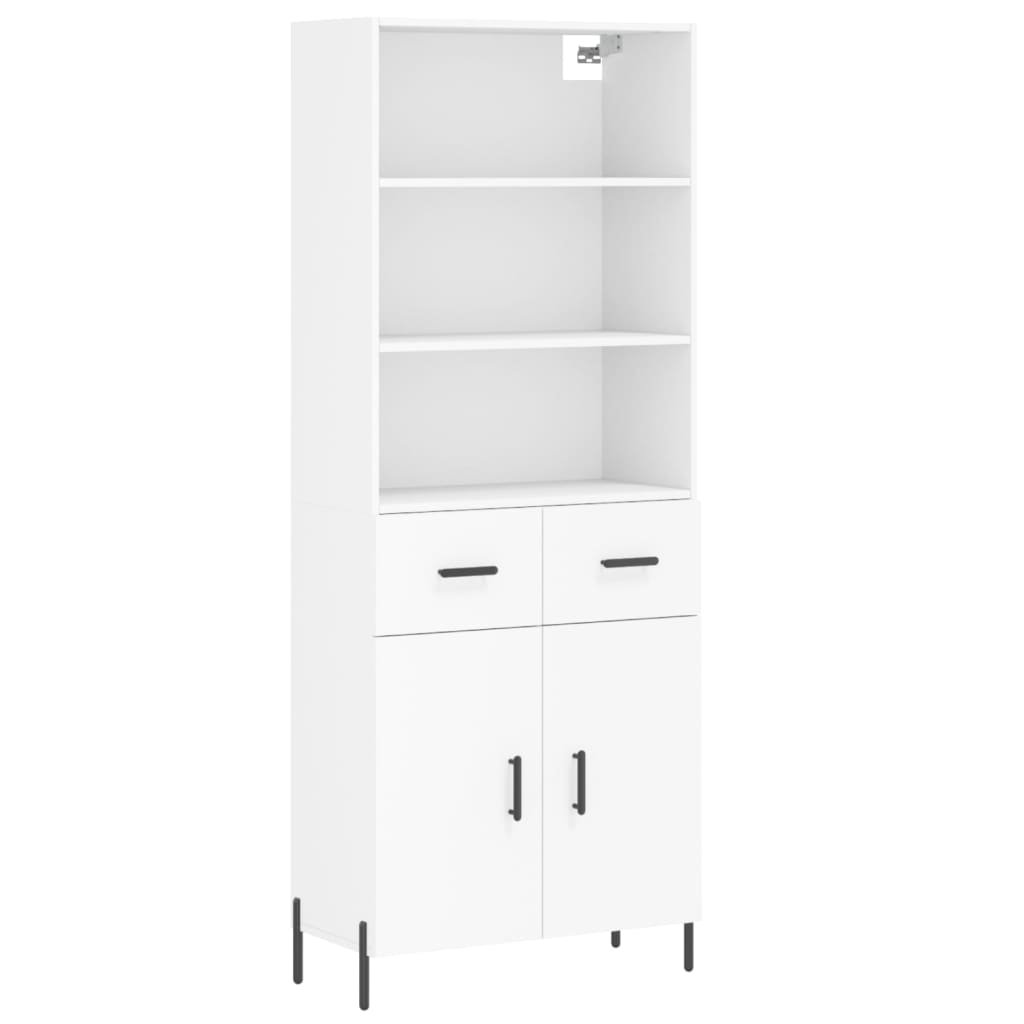 Visoka komoda bijela 69,5x34x180 cm konstruirano drvo