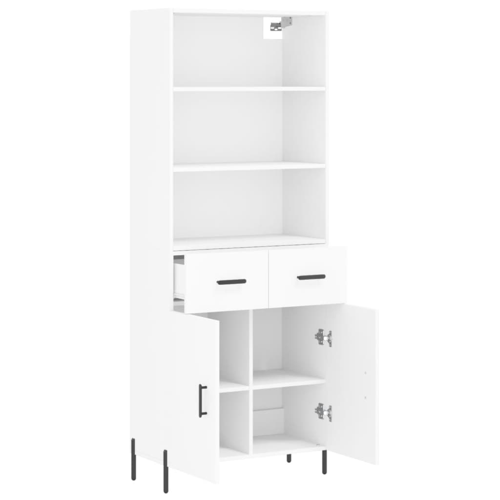 Visoka komoda bijela 69,5x34x180 cm konstruirano drvo