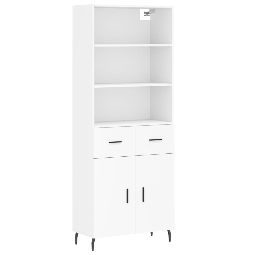 Visoka komoda bijela 69,5x34x180 cm konstruirano drvo