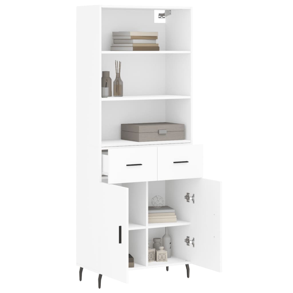 Visoka komoda bijela 69,5x34x180 cm konstruirano drvo