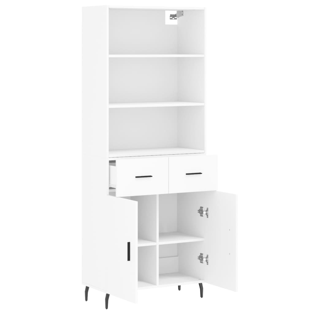Visoka komoda bijela 69,5x34x180 cm konstruirano drvo