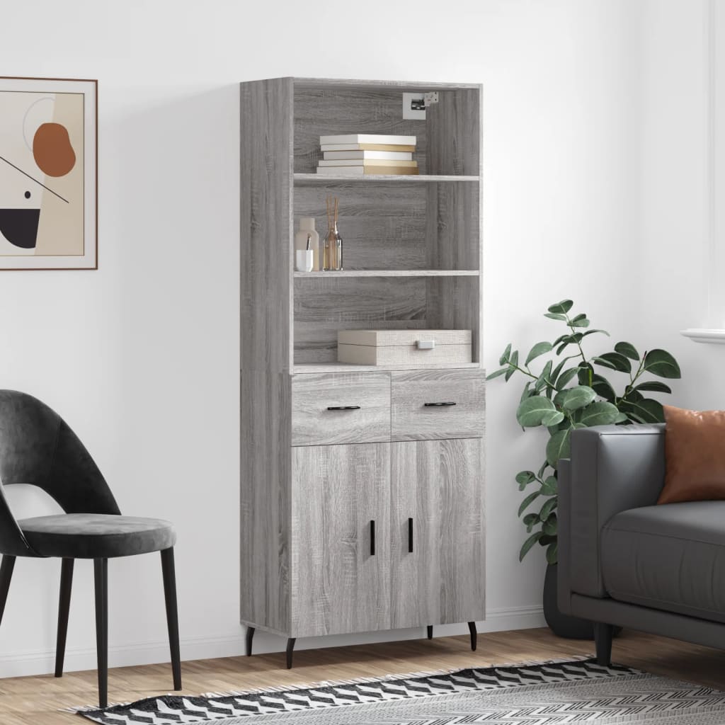 Visoka komoda siva sonome 69,5x34x180 cm od konstruiranog drva
