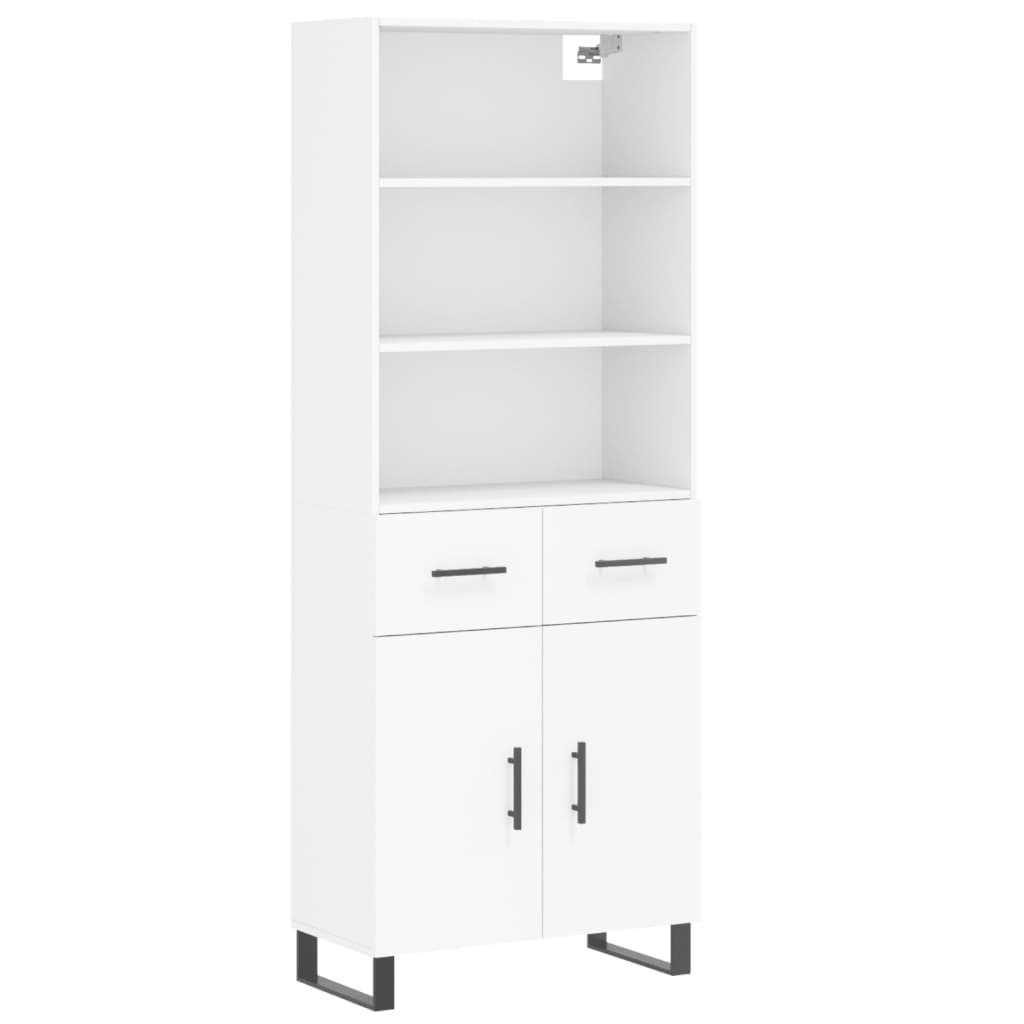 Visoka komoda bijela 69,5x34x180 cm konstruirano drvo