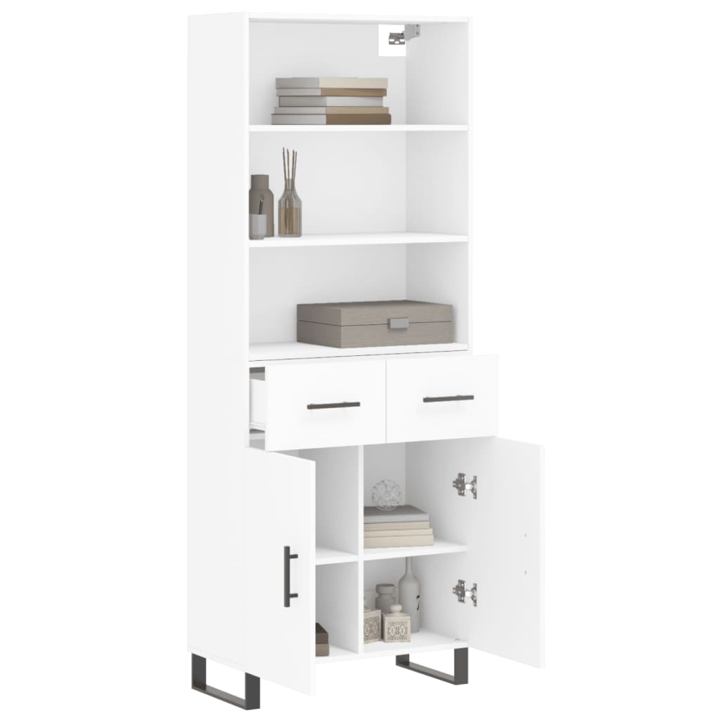 Visoka komoda bijela 69,5x34x180 cm konstruirano drvo