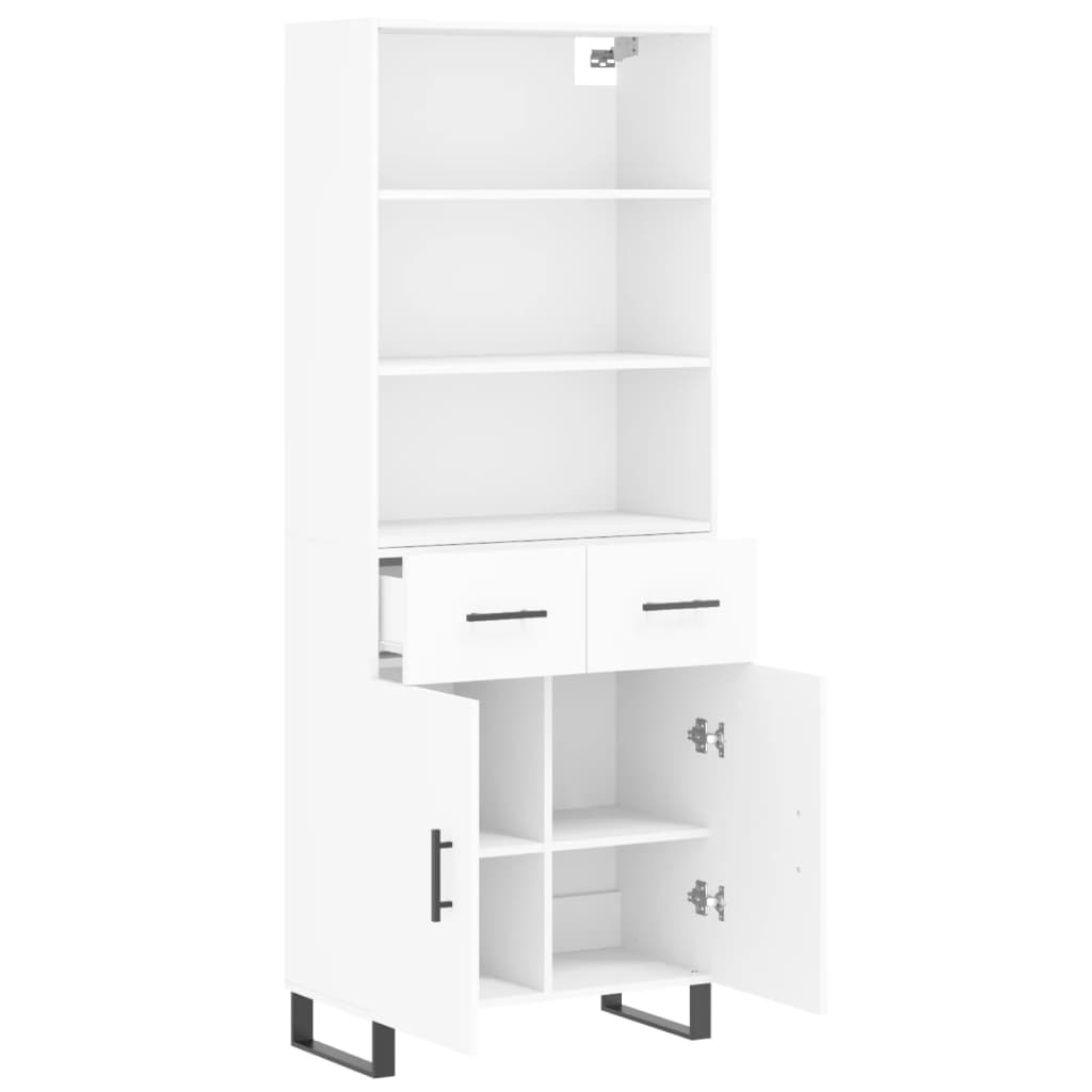 Visoka komoda bijela 69,5x34x180 cm konstruirano drvo