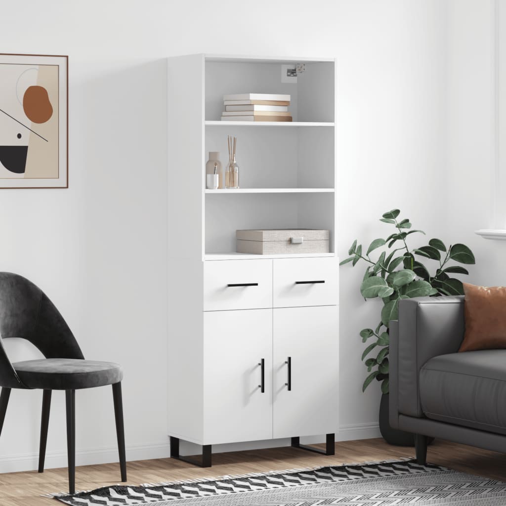 Visoka komoda bijela 69,5x34x180 cm konstruirano drvo