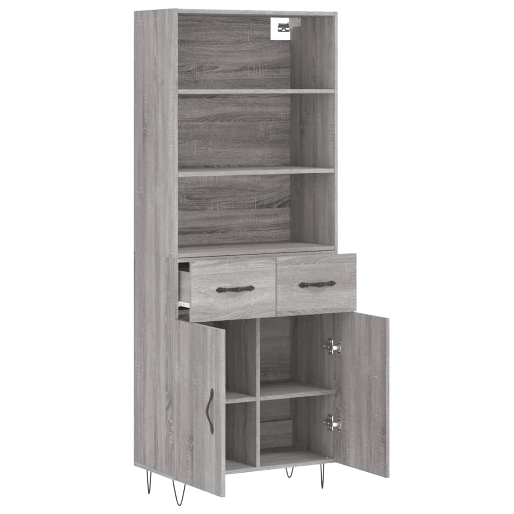Visoka komoda siva sonome 69,5x34x180 cm od konstruiranog drva