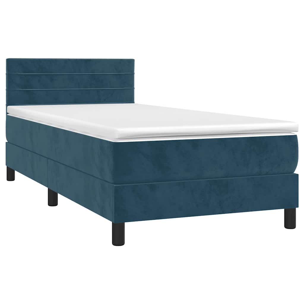 Box spring krevet s madracem tamnoplavi 90x190 cm baršunasti
