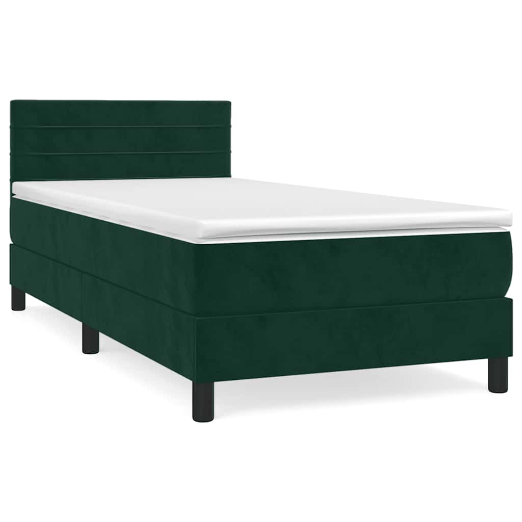 Box spring krevet s madracem tamnozeleni 100x200 cm baršunasti