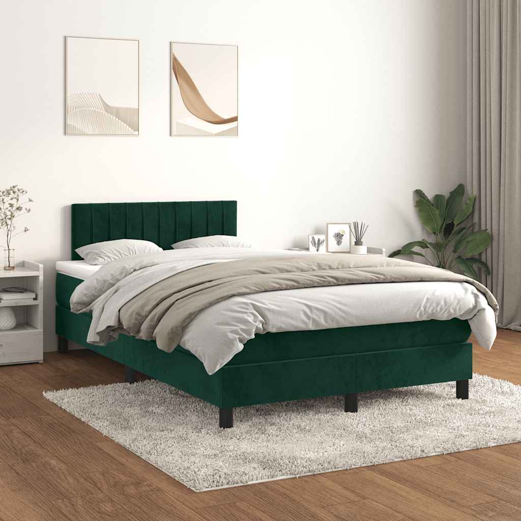 Box spring krevet s madracem tamnozeleni 120x200 cm baršunasti