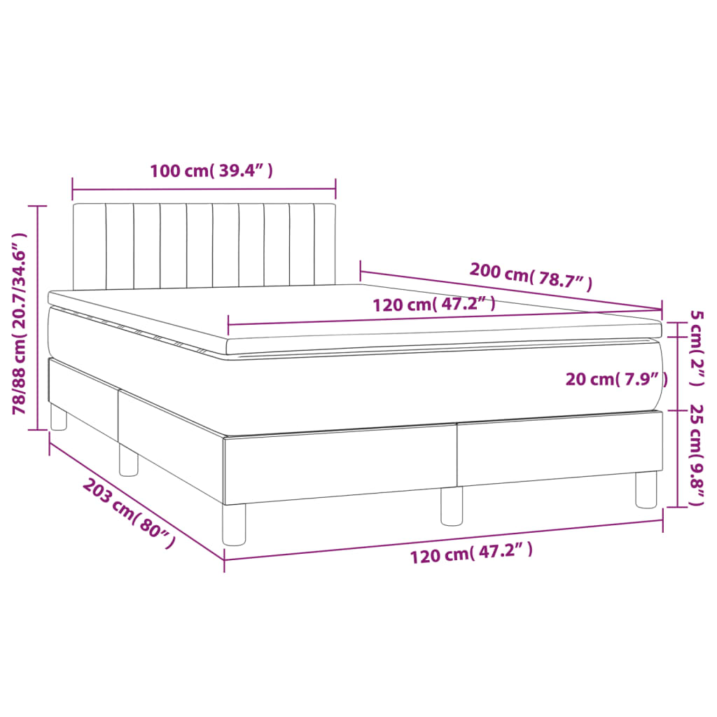 Box spring krevet s madracem ružičasti 120 x 200 cm baršunasti