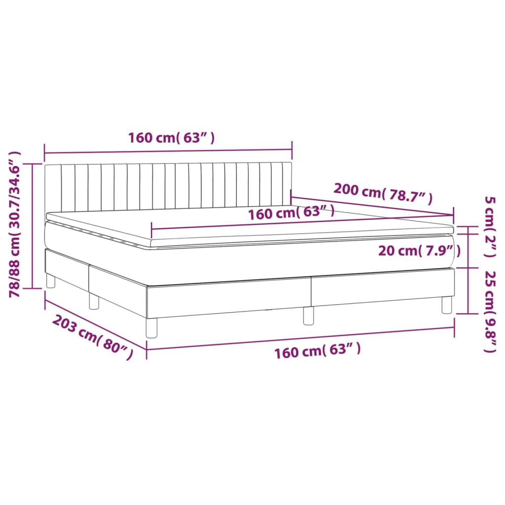 Krevet s oprugama i madracem crni 160x200 cm baršunasti