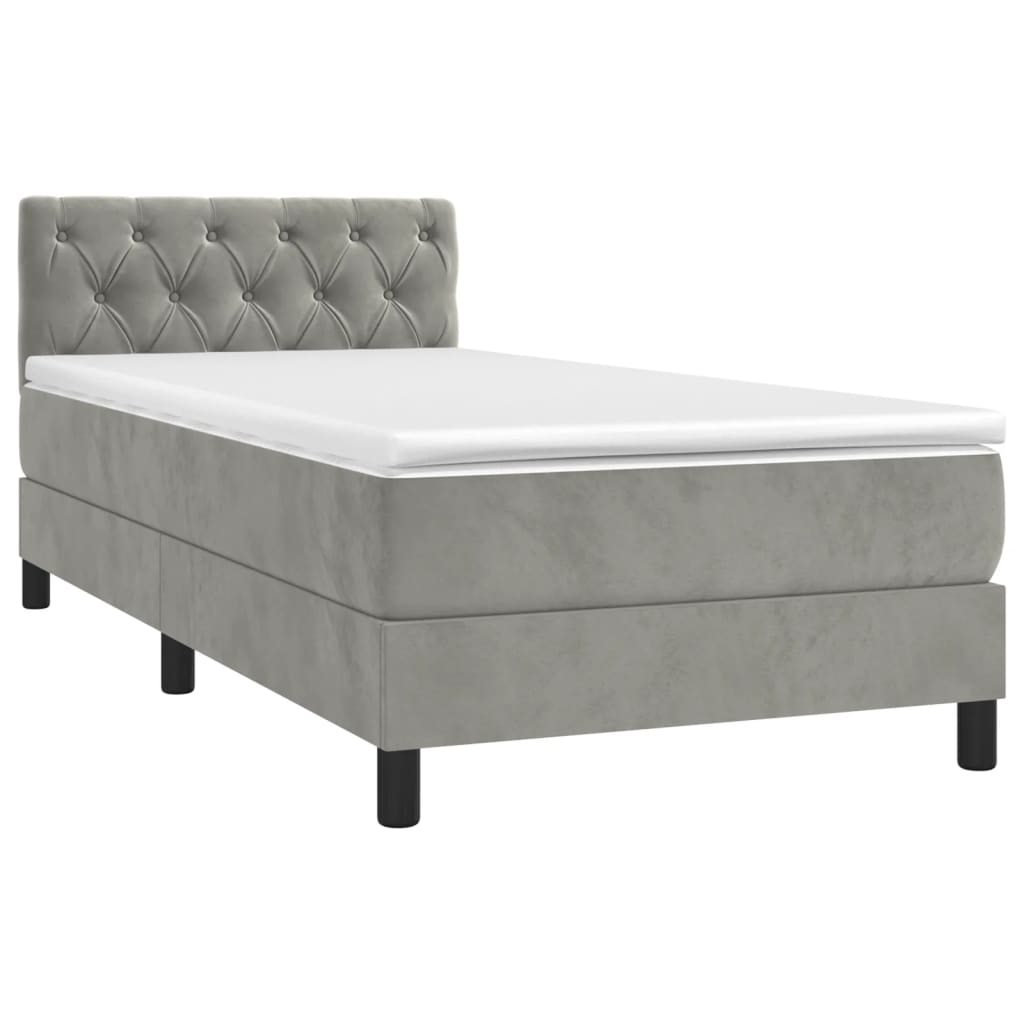 Box spring krevet s madracem svjetlosivi 80 x 200 cm baršunasti