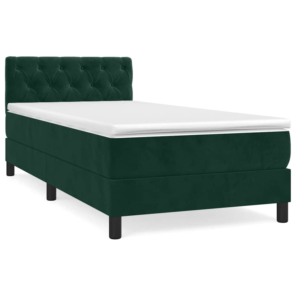 Box spring krevet s madracem tamnozeleni 80 x 200 cm baršunasti