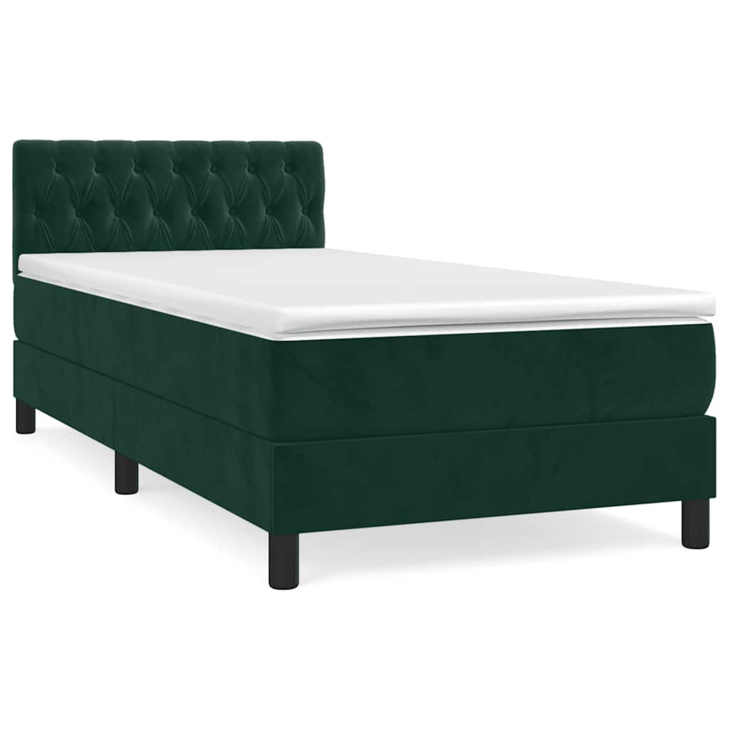 Box spring krevet s madracem tamnozeleni 90x200 cm baršunasti