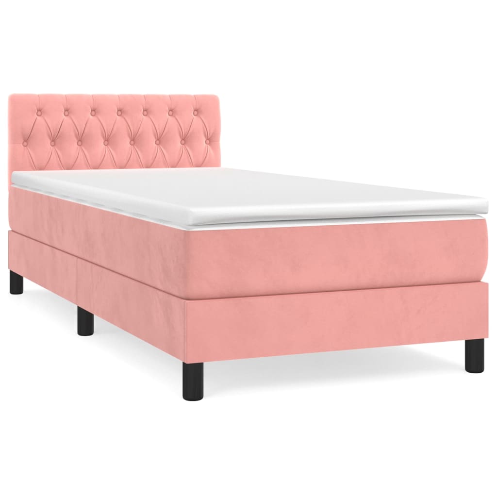 Box spring krevet s madracem ružičasti 100x200 cm baršunasti