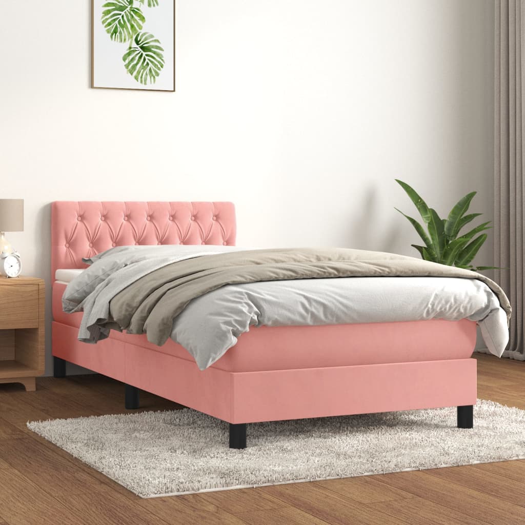 Box spring krevet s madracem ružičasti 100x200 cm baršunasti