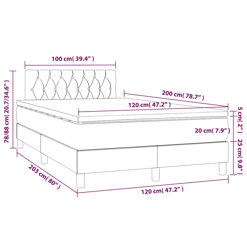Box spring krevet s madracem crni 120 x 200 cm baršunasti