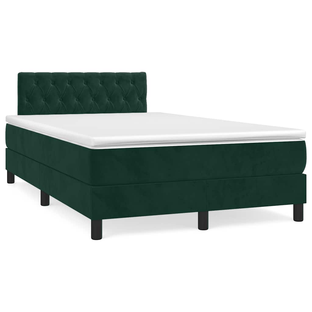 Box spring krevet s madracem tamnozeleni 120x200 cm baršunasti