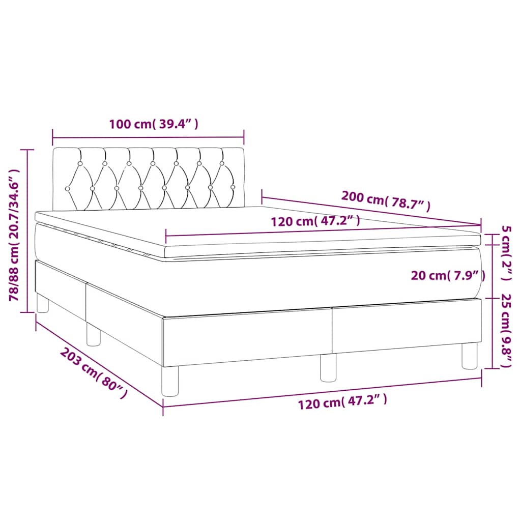 Box spring krevet s madracem tamnozeleni 120x200 cm baršunasti