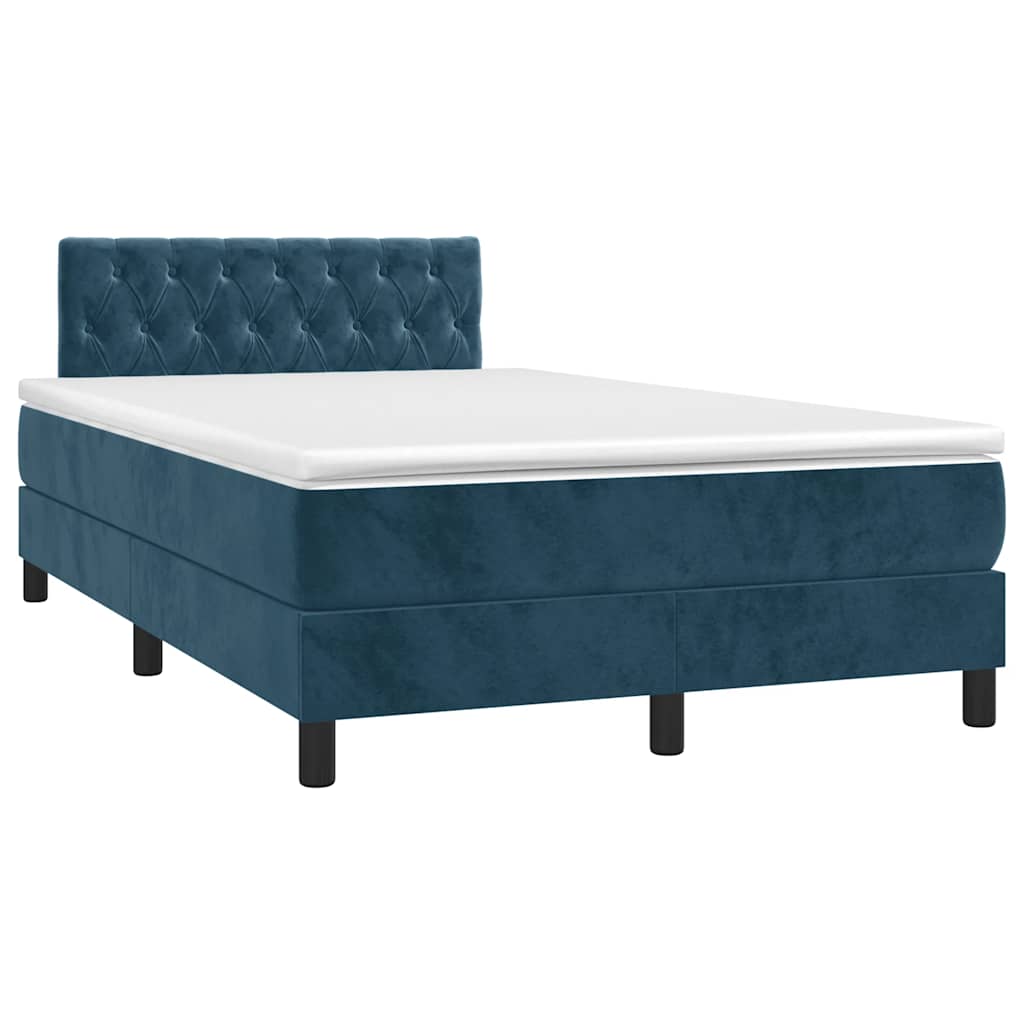 Box spring krevet s madracem tamnoplavi 120 x 200 cm baršunasti
