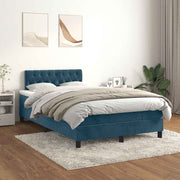 Box spring krevet s madracem tamnoplavi 120 x 200 cm baršunasti
