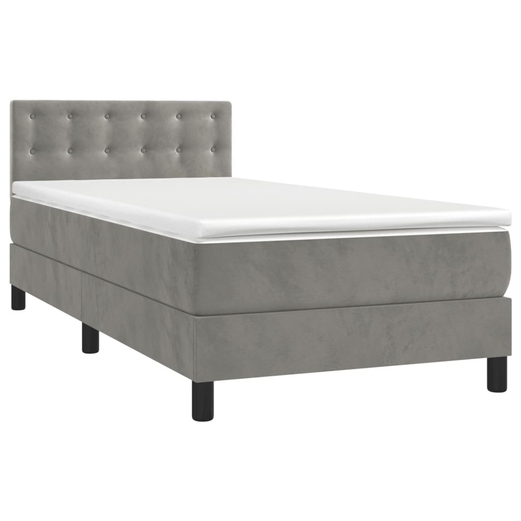 Box spring krevet s madracem svjetlosivi 80 x 200 cm baršunasti