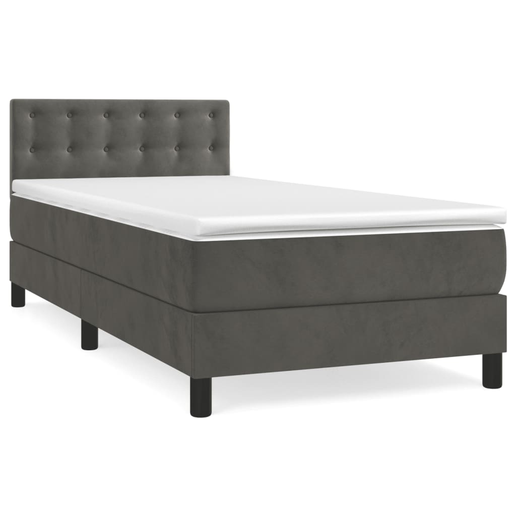 Box spring krevet s madracem tamnosivi 80 x 200 cm baršunasti