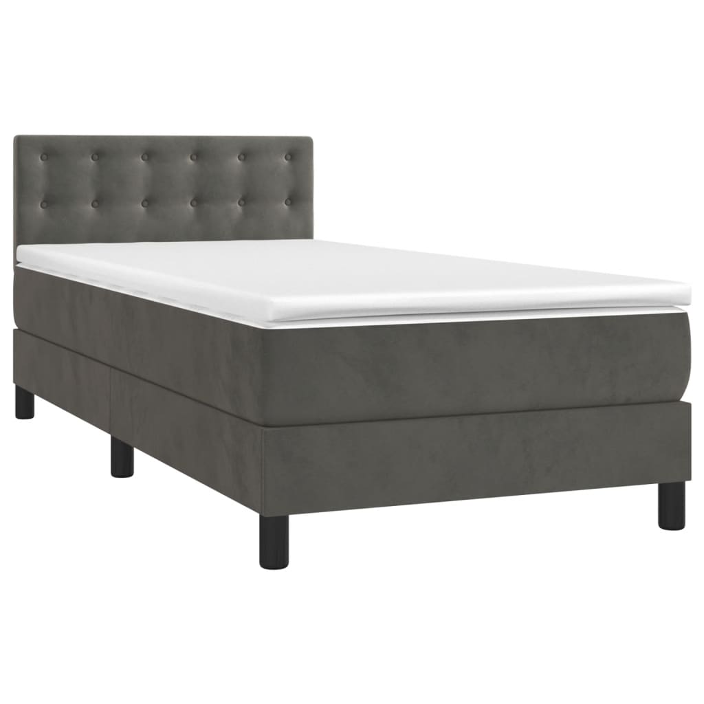 Box spring krevet s madracem tamnosivi 80 x 200 cm baršunasti