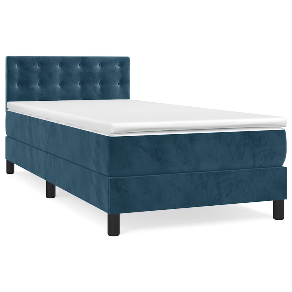 Box spring krevet s madracem tamnoplavi 80 x 200 cm baršunasti