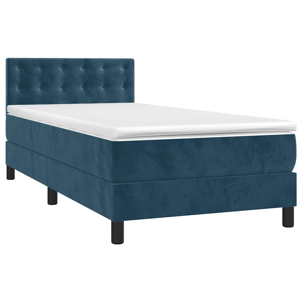 Box spring krevet s madracem tamnoplavi 90x190 cm baršunasti