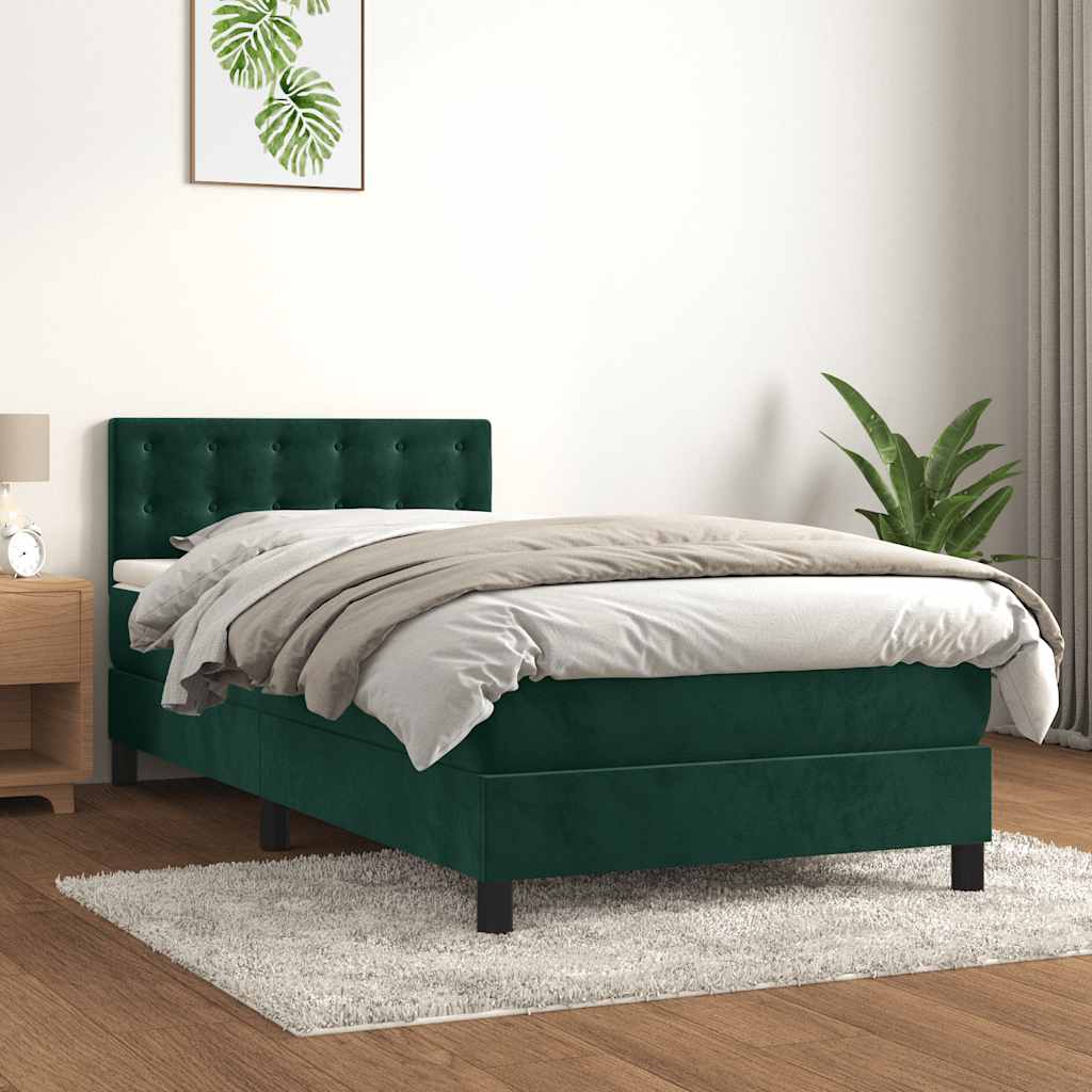 Box spring krevet s madracem tamnozeleni 100x200 cm baršunasti