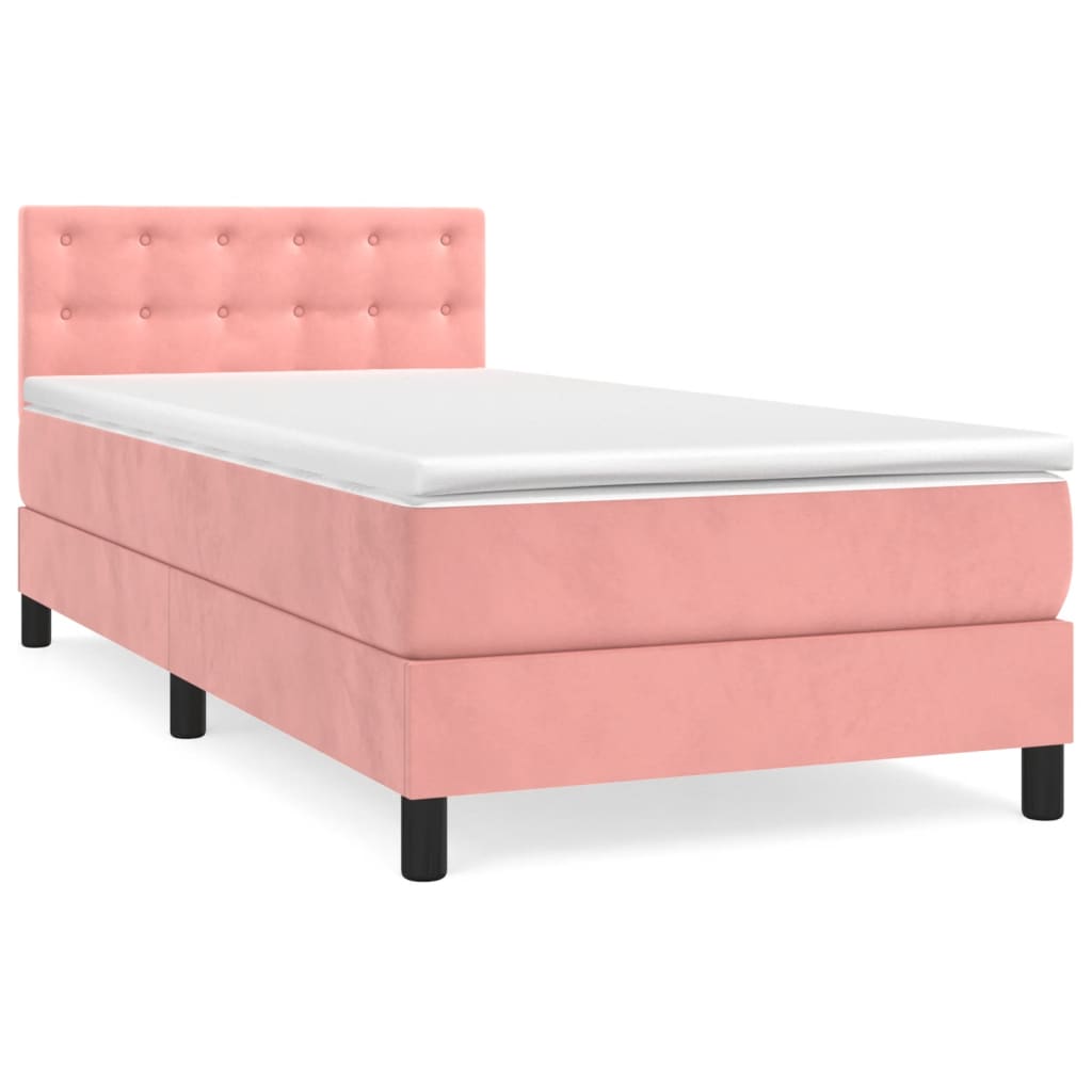 Box spring krevet s madracem ružičasti 100x200 cm baršunasti
