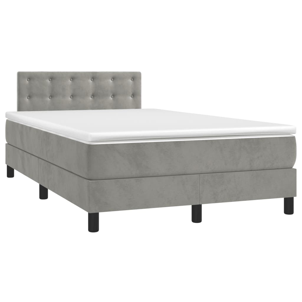 Box spring krevet s madracem svjetlosivi 120x200 cm baršunasti